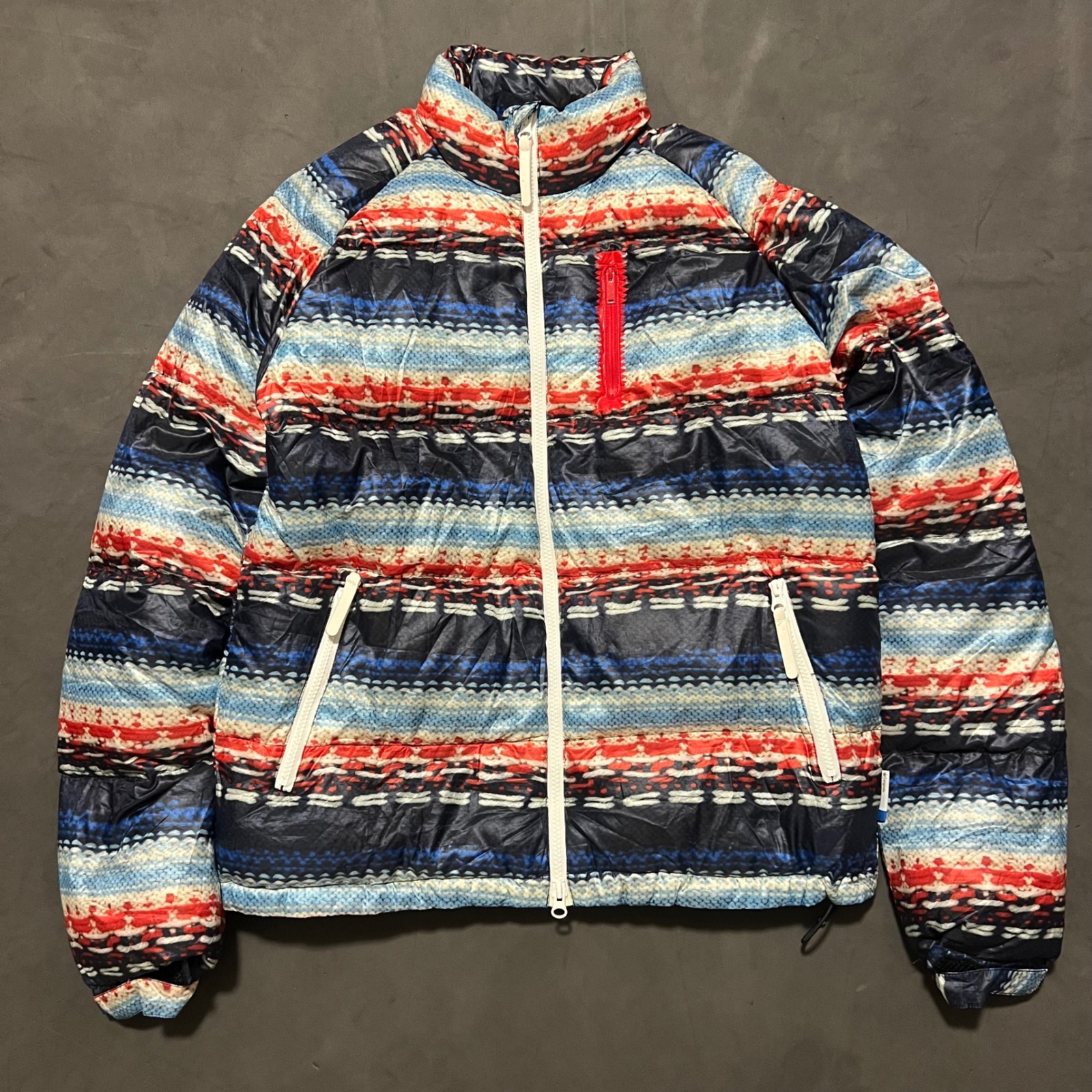 Adidas Originals Goose Down Short Puffer Jacket Size Medium Full Zip Aztec Rare